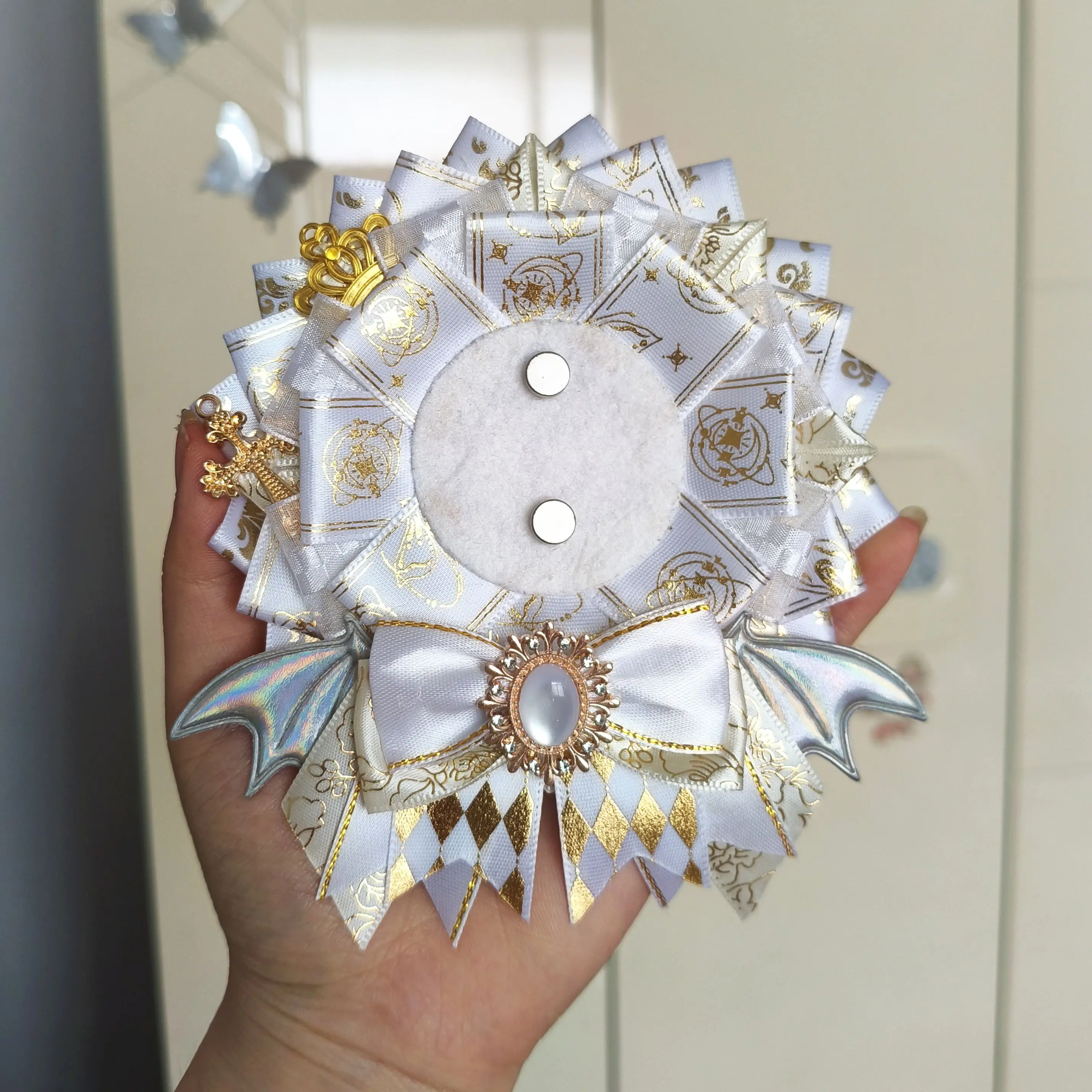 Quadratic Element Lolita Ita Bag Accessories Badge Hloder Luxury Ribbon Goods Display Award Rosette Ribbons Anime Cosplay Crafts