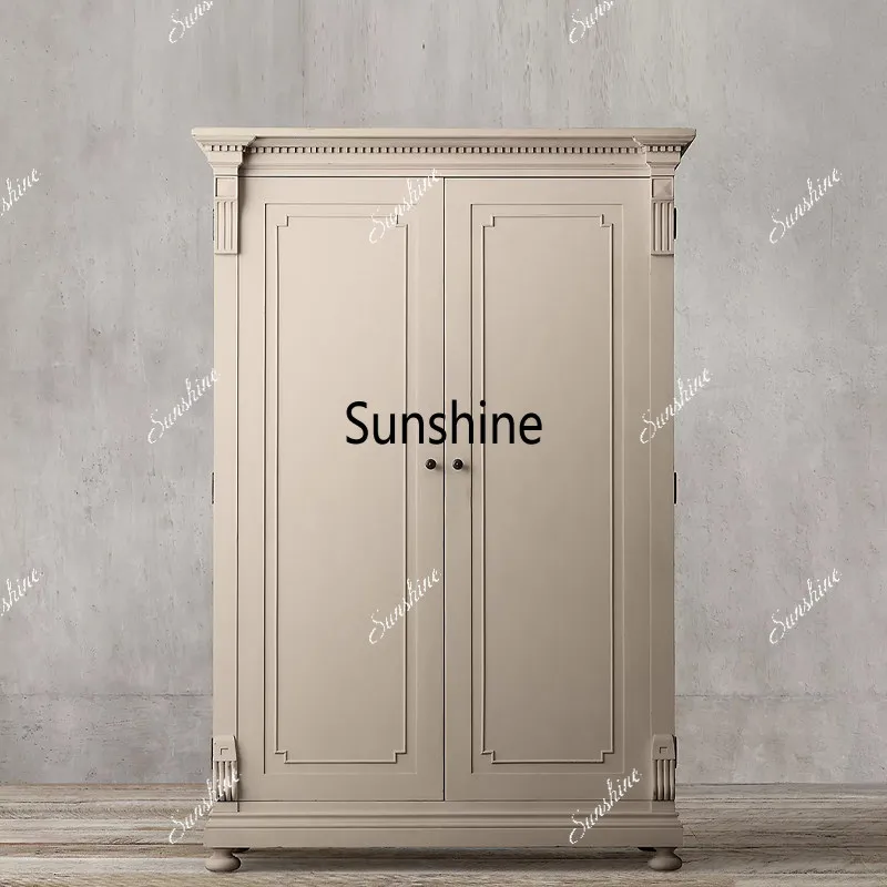 French retro wardrobe bedroom solid wood door, single child, installation-free