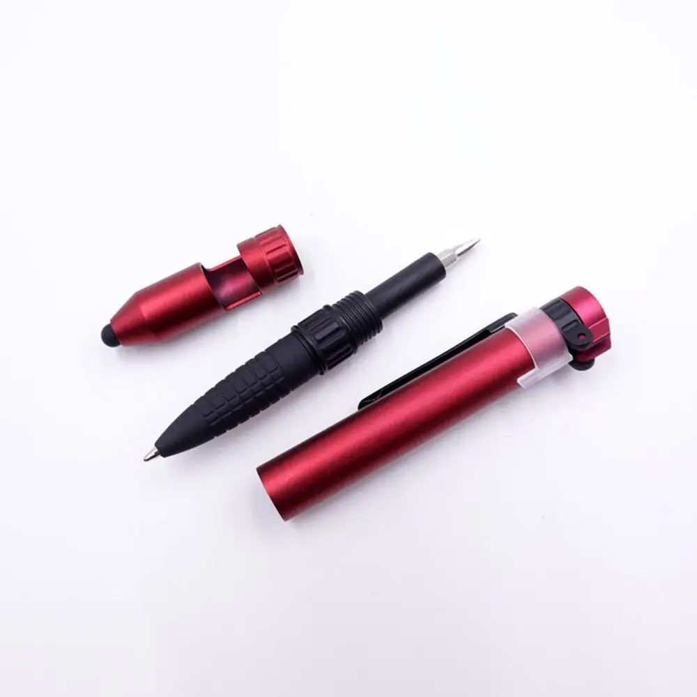 Portable 6-In-1 Multi Function Pen Compass Ballpoint Pen Flashlight Pen Compact LED Light Screwdriver Pen Outdoor Survival