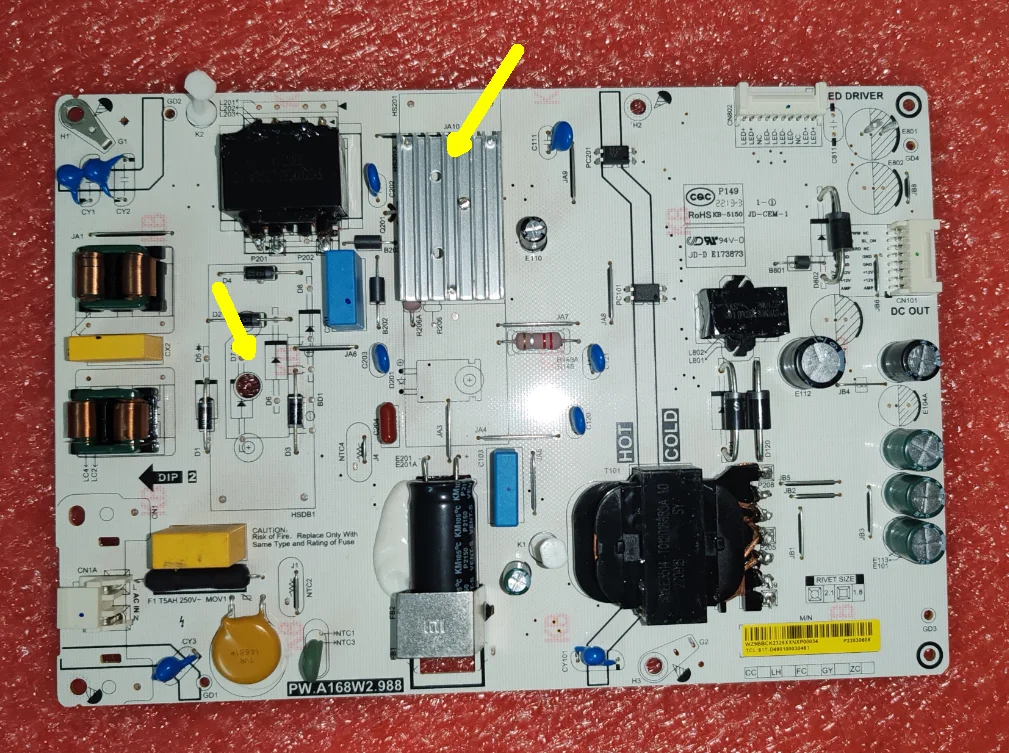 

PW.A168W2.988 81T-D490100030461 81T-D490100032761 LED TV power board. 2 specifications check photos for shipment