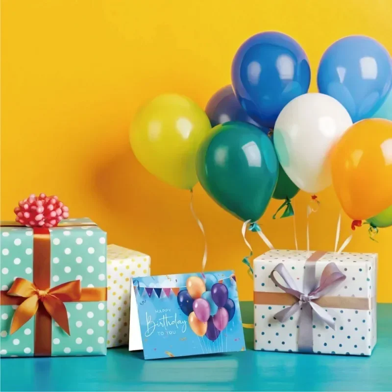 Black Folding DIY Handwritten Birthday Card Blue Set Large Size with Envelope Send To Friends Happy Birthday Blessing Card