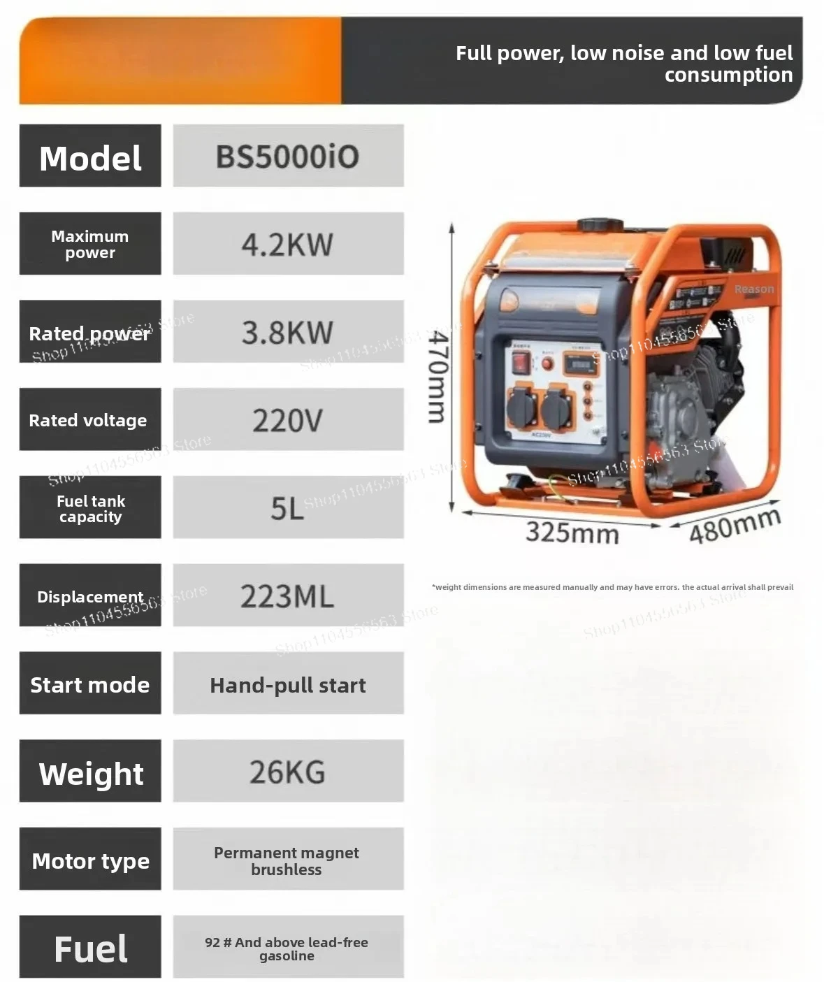 

Генератор 4,2 кВт, бензиновый, 220 В, бытовой, небольшой, с переменной частотой, портативный, 380, с низким уровнем шума, ручной запуск