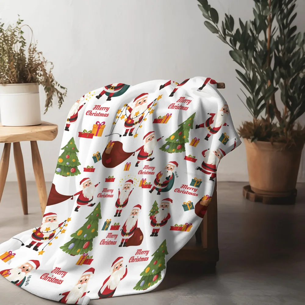 TU Cozy Throw Blanket Soft Fluffy Sherpa Fleece Warm Home Decor Gift Idea Holiday Season Christmas Pattern Dorm Room Living Room