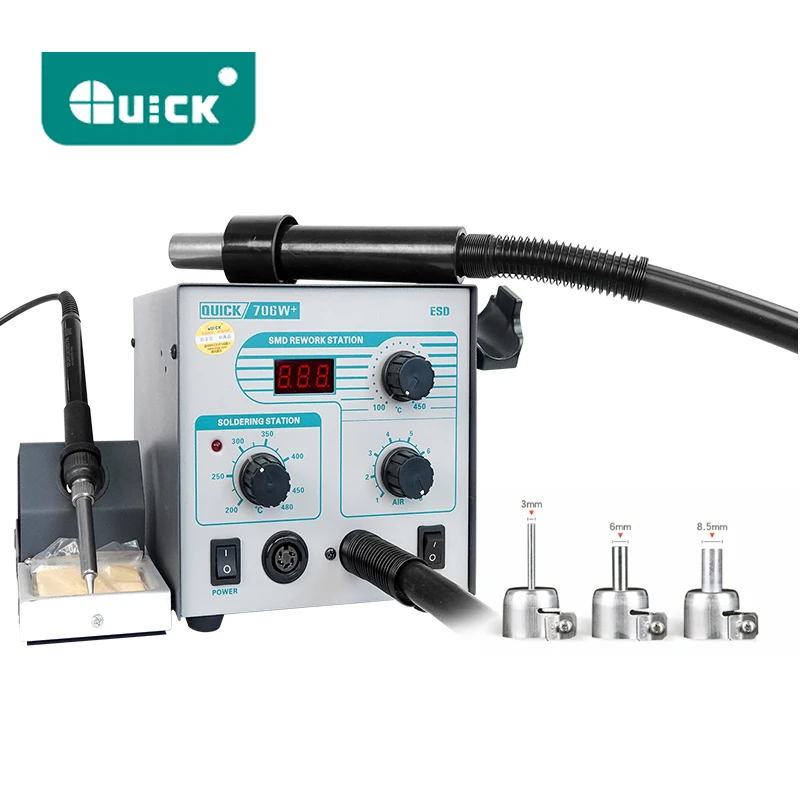 Quick 706W+ Professional smart Quick hot air gun soldering station,580W  desoldering station hot air gun,soldering Iron