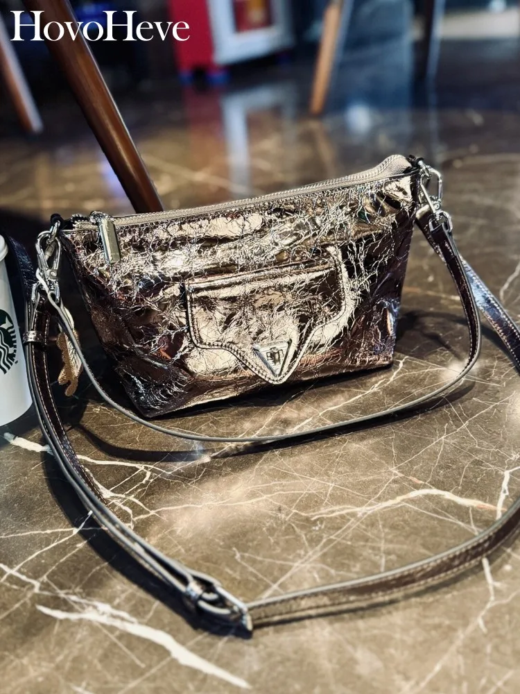 Office Ladies Fashion Underarm Bag Oil Wax Cowskin Genuine Leather Casual Crossbody Bags New Female Casual Single Shoulder Bags
