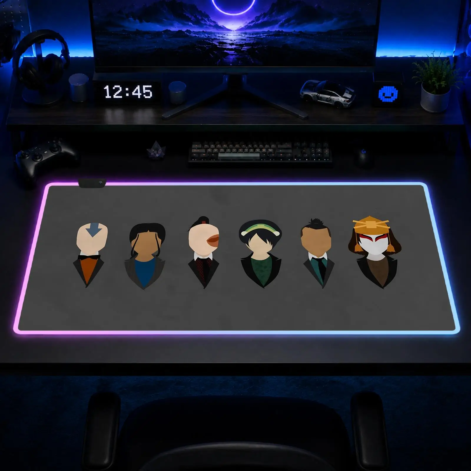 

Aang Avatar Korra Mouse Pad Gaming Anime Mouse Pad XXL RGB Desk Mats LED Table Pads Backlit Rubber Desktop