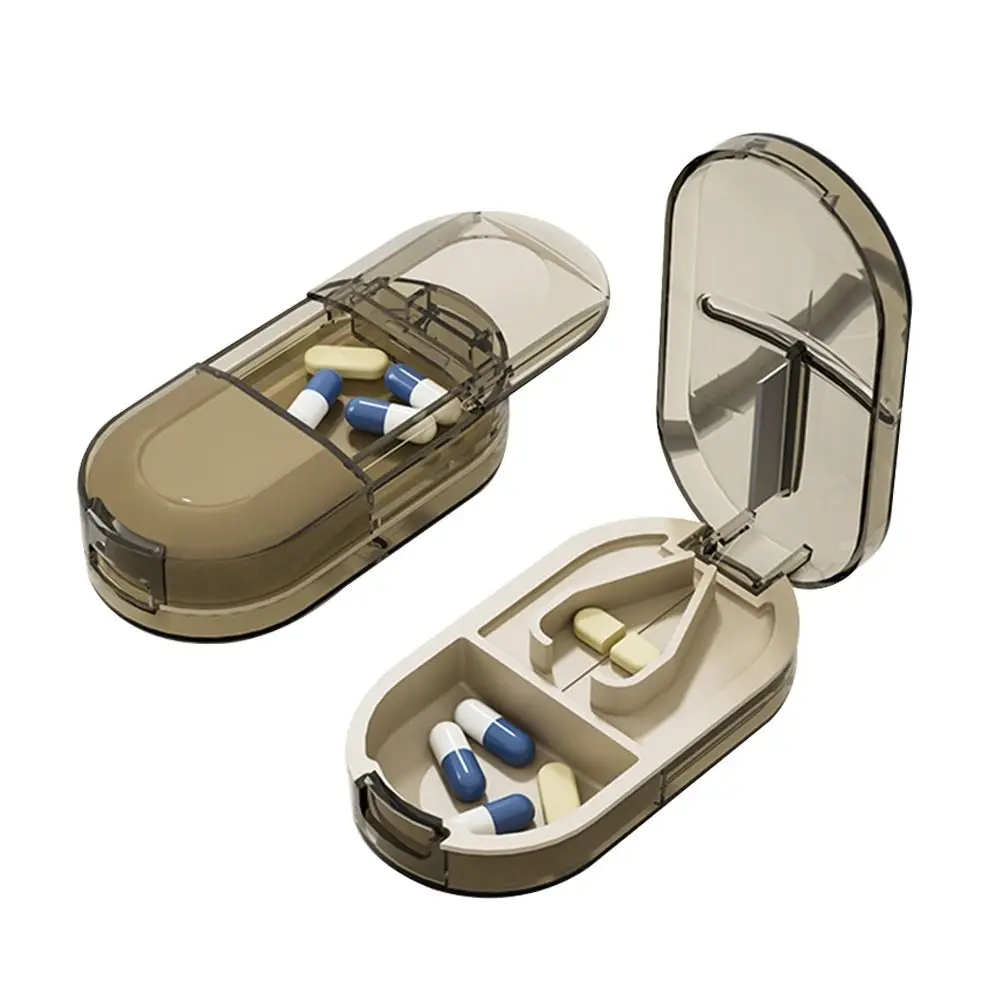 With Invisible Storage Box Cutting Pill Case 2 In 1 Dustproof Medicine Splitter Box Portable Mini Powder Tablet Grinder Pills