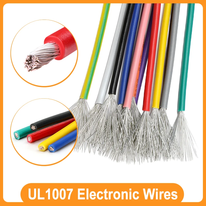 

2/10M UL1007 Electronic Wire 30 28 26 24 22 20 18 16AWG PVC Insulated Tin-plated Copper Flexible Cable DIY LED Connect Line Cord