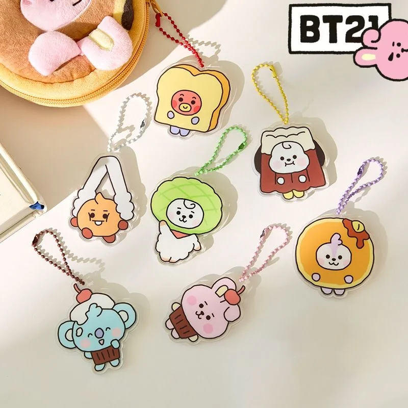 

New BT21 sweet and cute creative cartoon pattern peripheral fashion versatile acrylic keychain portable decorative pendant gift