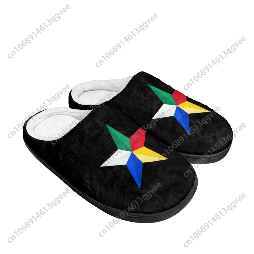 

Druze Star Support The Druze Logo Home Cotton Slippers Mens Womens Teenager Plush Bedroom Keep Warm Shoes Custom Slipper
