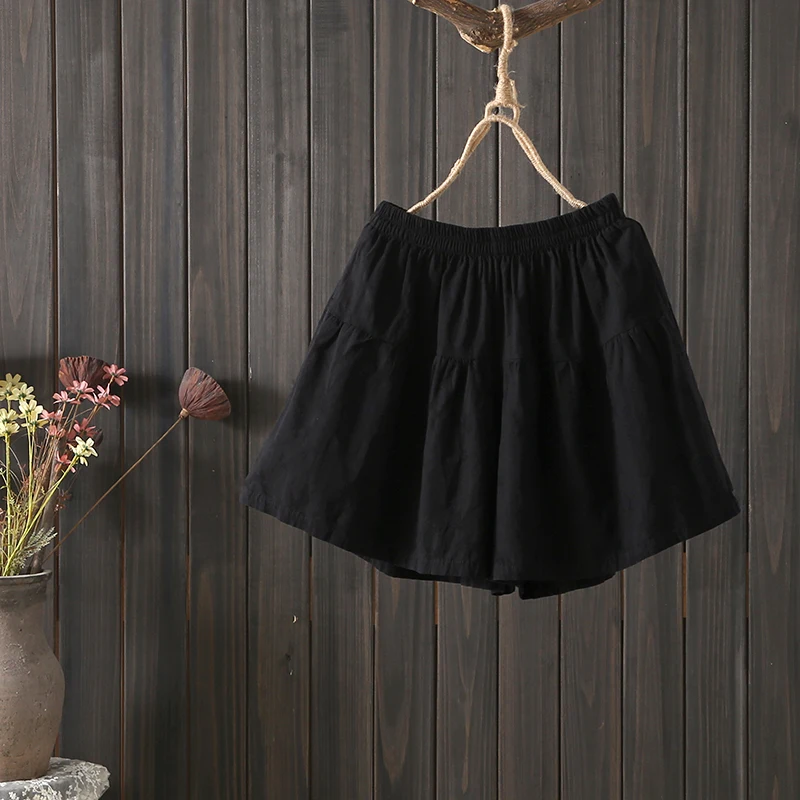 ハイウエスト A ライン コットン リネン ワイドレッグ パンツ レディース 夏 カジュアル オルトス プラス サイズ スリミング 五分丈ズボン