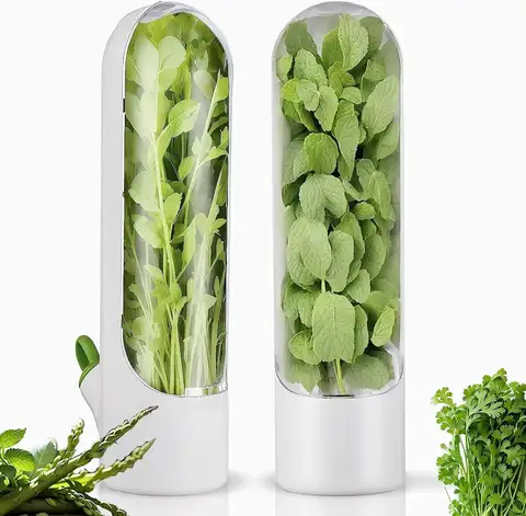 Refrigerator Herb Crisper Saver Container Vegetable Preserving Bottle Home Storage Fresh Kitchens Accessories Kitchen Organizers