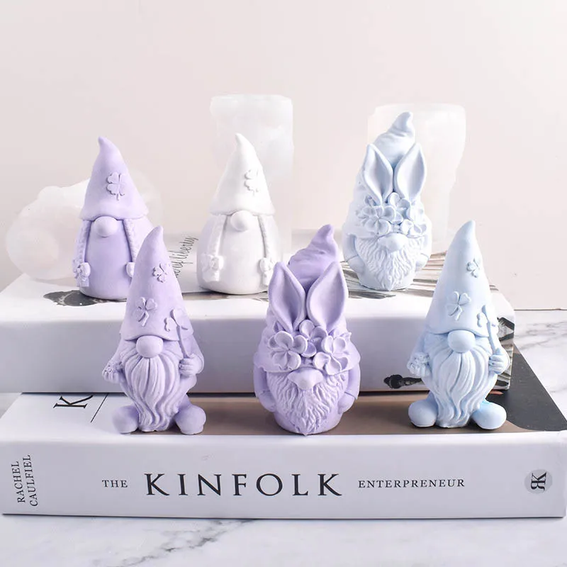 

3D Faceless Santa Claus Candle Silicone Mold DIY Dwarf Genie Desktop Decoration Aromatherapy Gypsum Mould Gifts Diffuser Molds