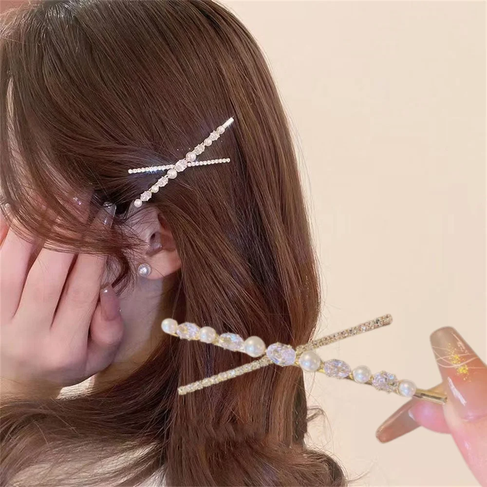 Pearl Metal Hairclips Women Hair Clip Girls Crystal Hairpins Barrette Hairgrip Elegant Hariband Bobby Pin Hair Accessories