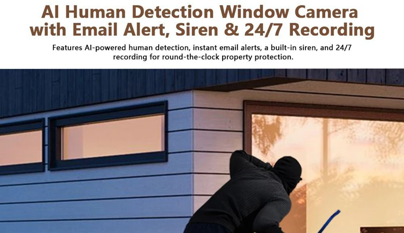 Mini Window Camera Replaces Outdoor Cameras 2.4/5GHz WiFi Camera 3MP Resolution Full-Color Night Vision Through Window Camera