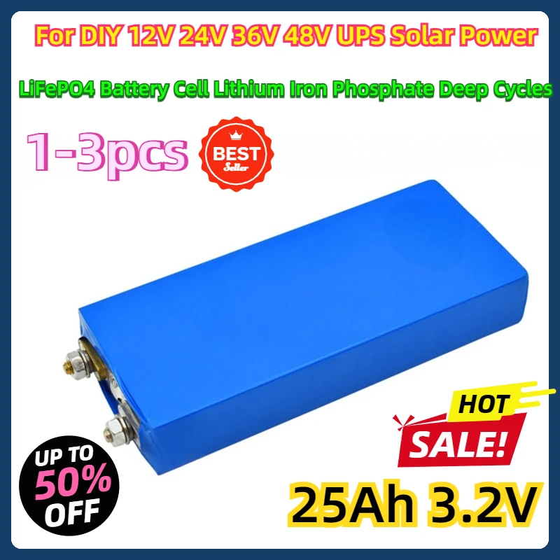 For DIY 12V 24V 36V 48V UPS Solar Power 25Ah 3.2V 25000mAh LiFePO4 Battery Cell Lithium Iron Phosphate Deep Cycles