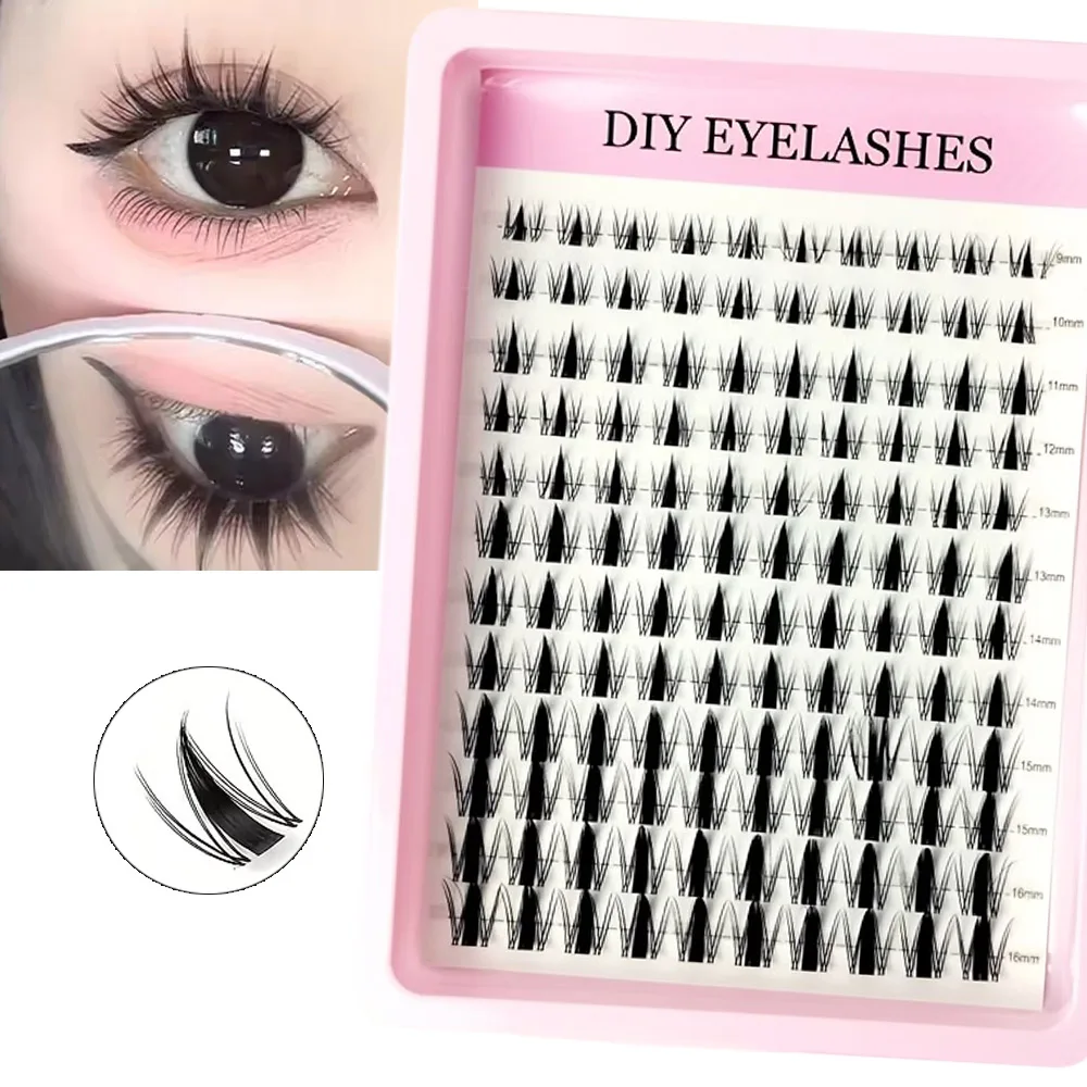 120 Stück Feenwimpern 8-16mm Manga-Wimpern C-Curl Aufwärts - Großer Spannweite DIY-Wimpern Natürliche Erweiterung Wet-Look Scharfe Anime-Wimpern