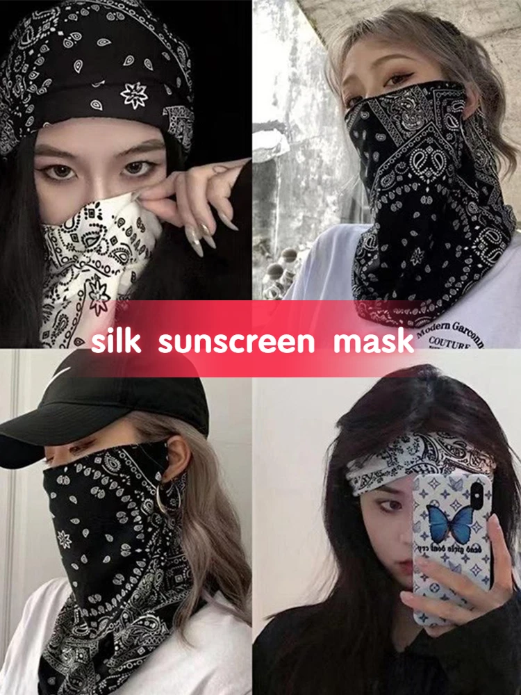 

Motorcycle Sun Protection Mask Men and Women Motocross Full Face Ice Silk Ear Hanging Neck Protection Riding Veil Balaclavas