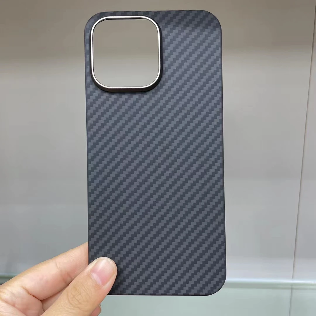 Imagem -03 - Carbon Fiber Bulletproof Case para Iphone Câmera Ring Cover Câmera Armor Matte Aramid Ultra Fino Leve 100 Genuine Carbon Fiber Iphone 15 Pro Max