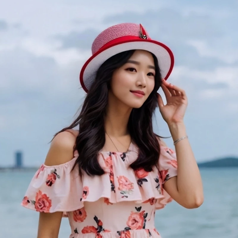 

R1WE Unisex Braided Summer Hat Natural Fiber Material Lightweight Design Sun Suitable For Travel Gardening