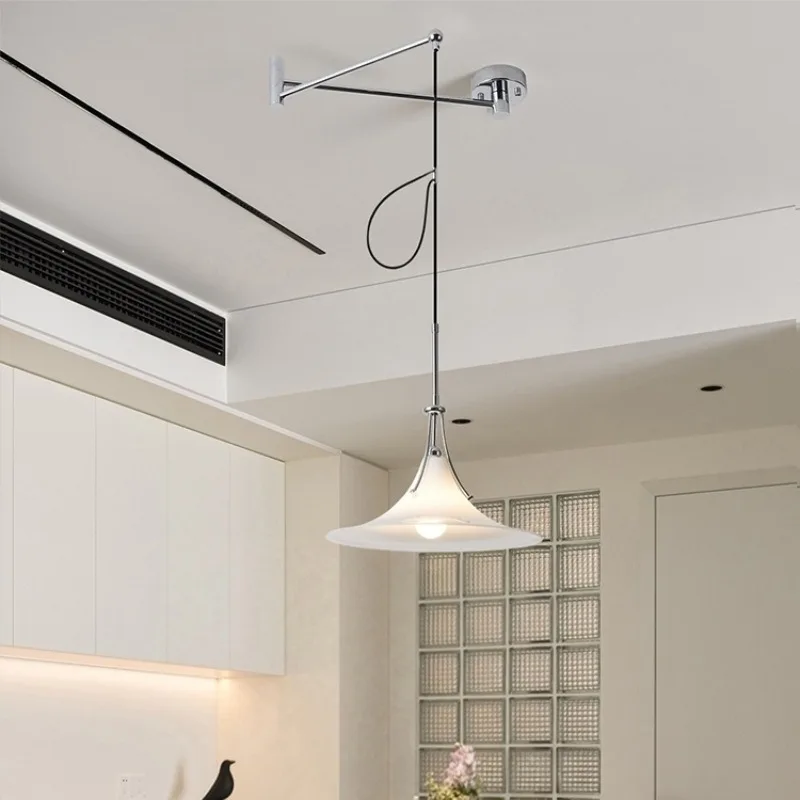 Mordern Bauhaus LED Metals White Glass Pendant Lights Bedroom Living Room Office Restaurant Hanging Lamps Rocker Arm Chandelier