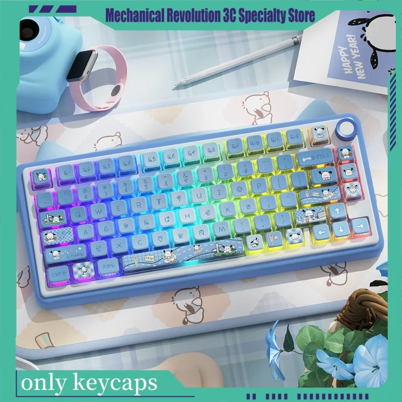 Pochacco Themed Keycaps 122 Keys Transparent All Sides Crystal Pbt Msa Highly Personalized  Cool Mechanical Keyboard Keycaps