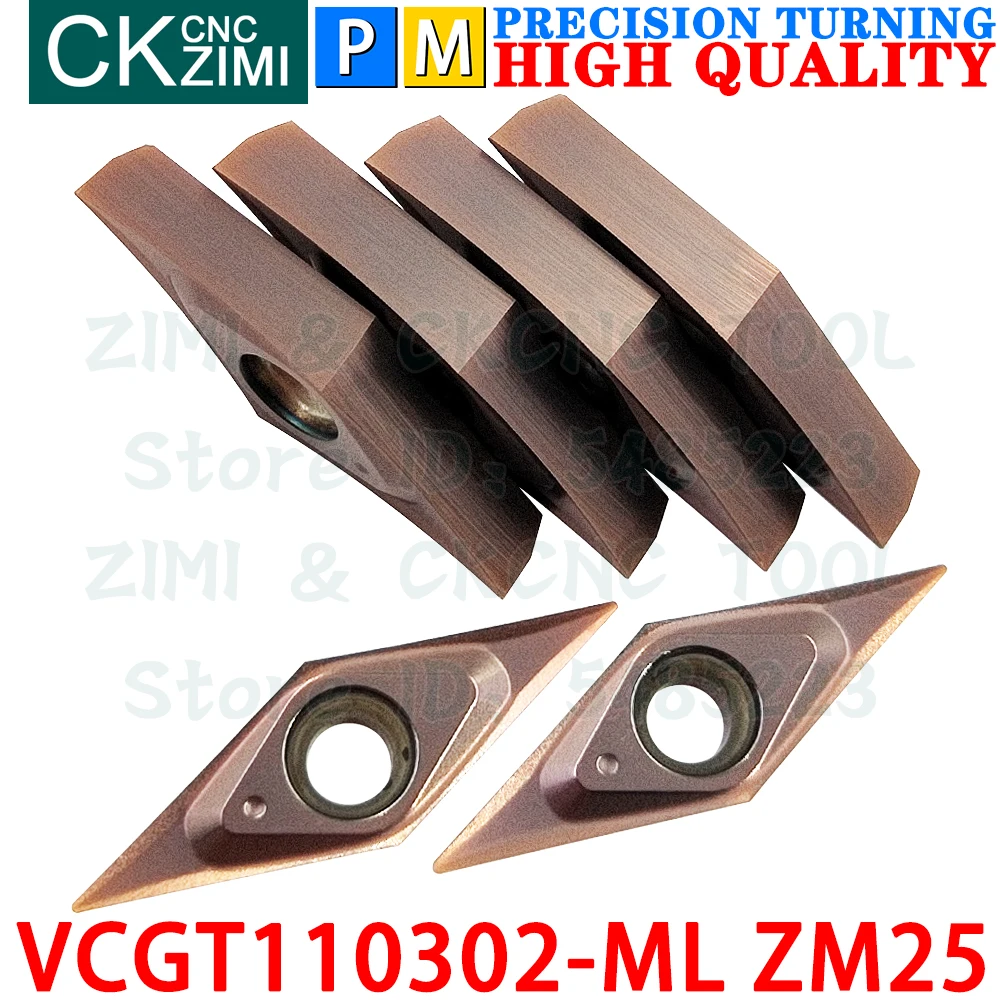 VCGT110302-ML ZM25 VCGT 110302 Carbide Inserts Finishing External Turning Inserts Tools CNC Mechanical Metal Lathe Cutting Tools