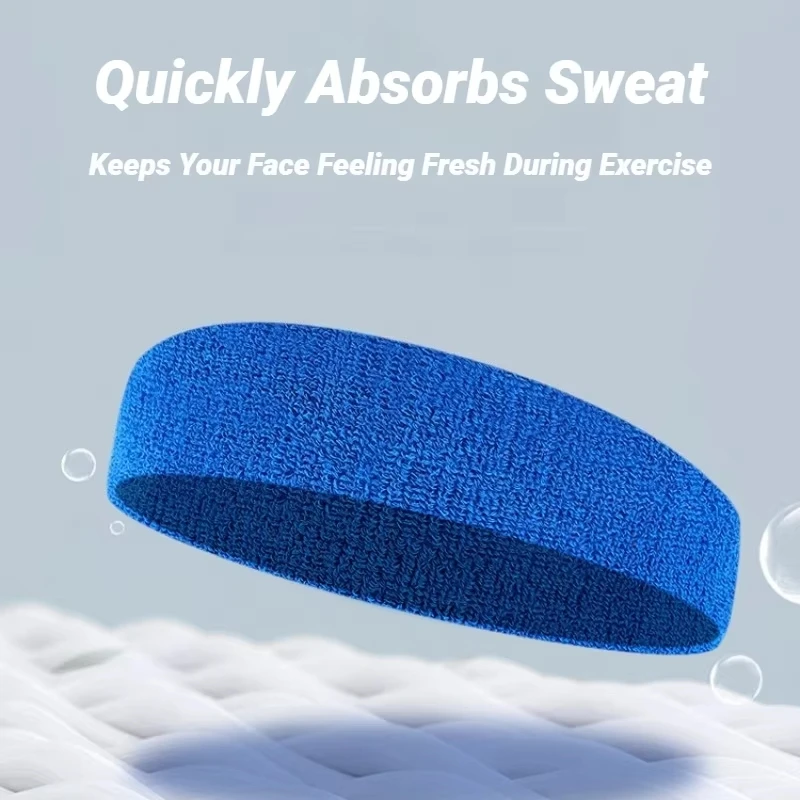 Opaski sportowe na głowę dla mężczyzn i kobiet - odprowadzające wilgoć, sportowe opaski z bawełny frotte do tenisa, koszykówki i biegania