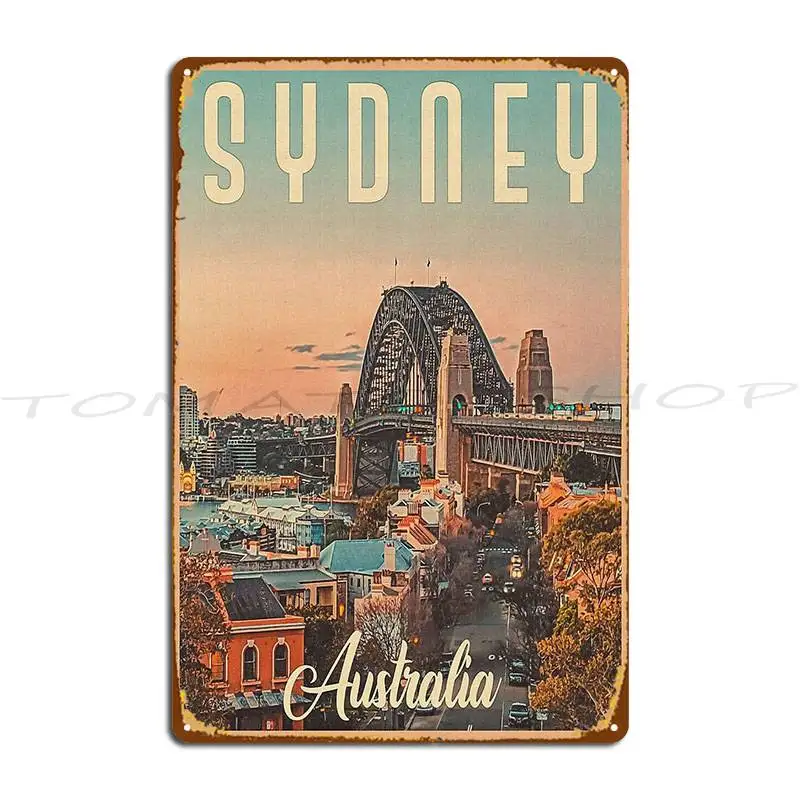 Sydney Australia Vintage Travel Metal Plaque Garage Pub Design Party Printed Tin Sign Poster