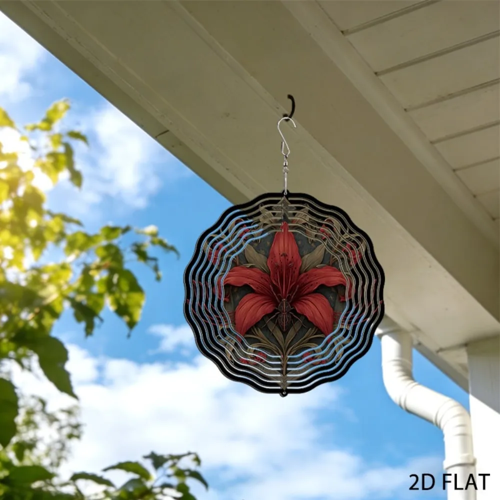 Gothic Iron Wind Chimes Red Lily Beetle Design Outdoor Garden Decor 25cm