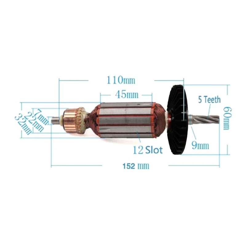 Rotor armadura broca martelo, substituição 5 dentes AC220-240V para makta hr2440 hr2453 para rebarbadora