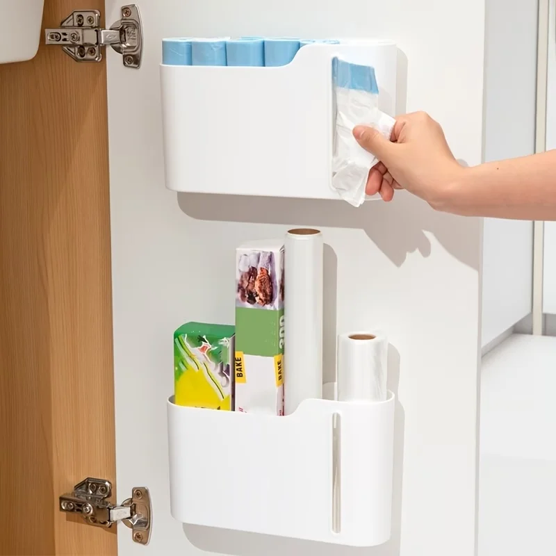 1 pc Convenient & Sturdy Wall-Mounted Garbage Bag Storage Box, Easy Access for Bathrooms & Kitchens
