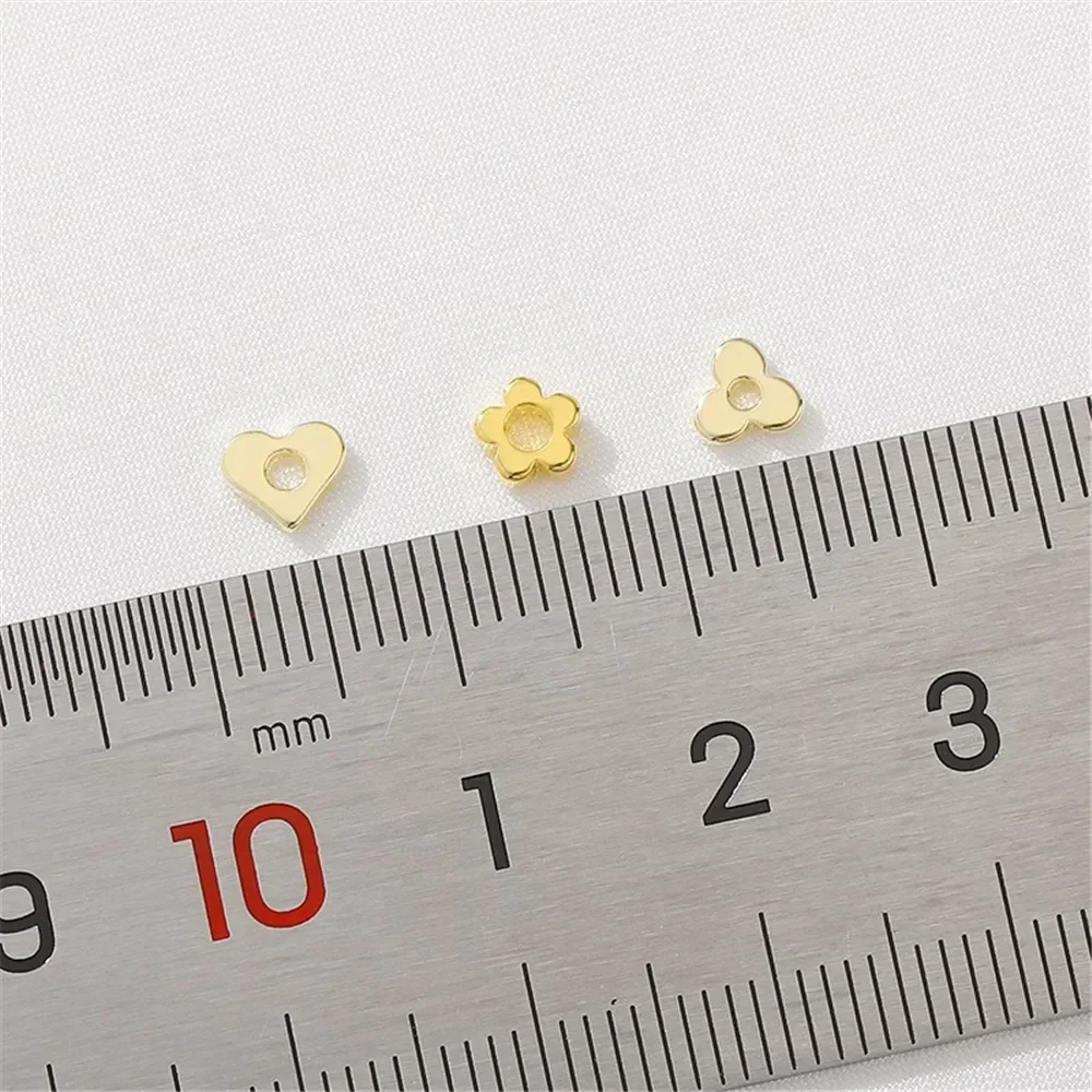 

14K Gold Colored Heart-shaped Flower Shaped Small Broken Gold Flat Spacer Bead Handmade DIY Bracelet Necklace Accessories