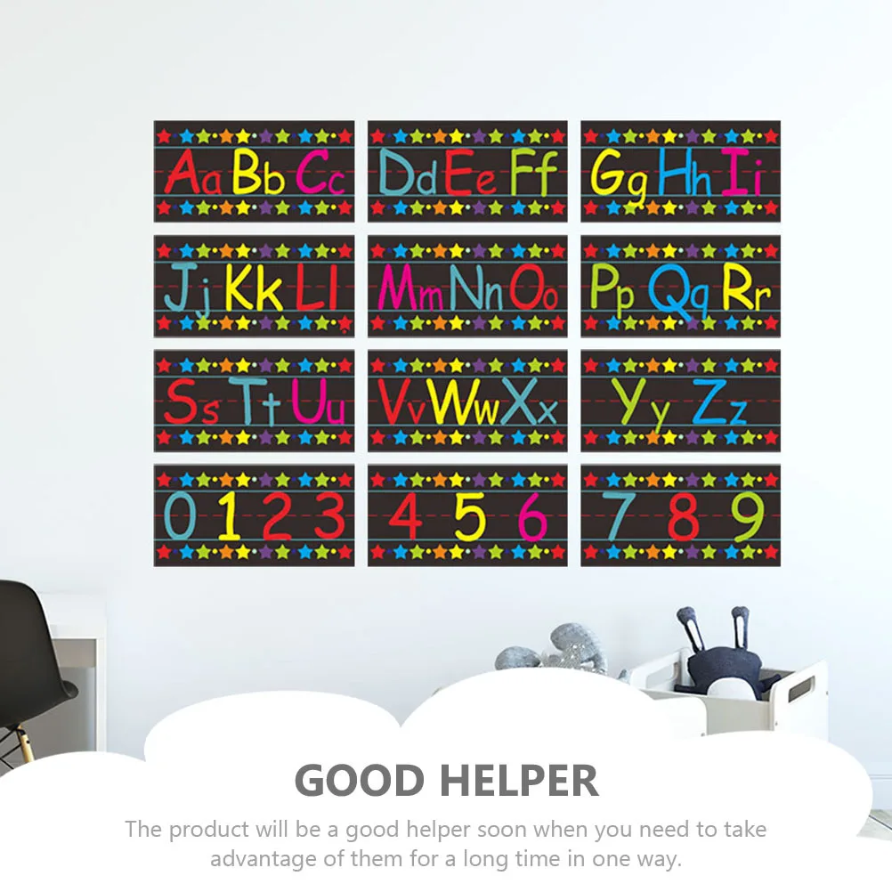 1Set Decorative Alphabet Numbers Wall Sticker Premium Educational Poster Removable DIY Kids Room Learning Supply Classroom