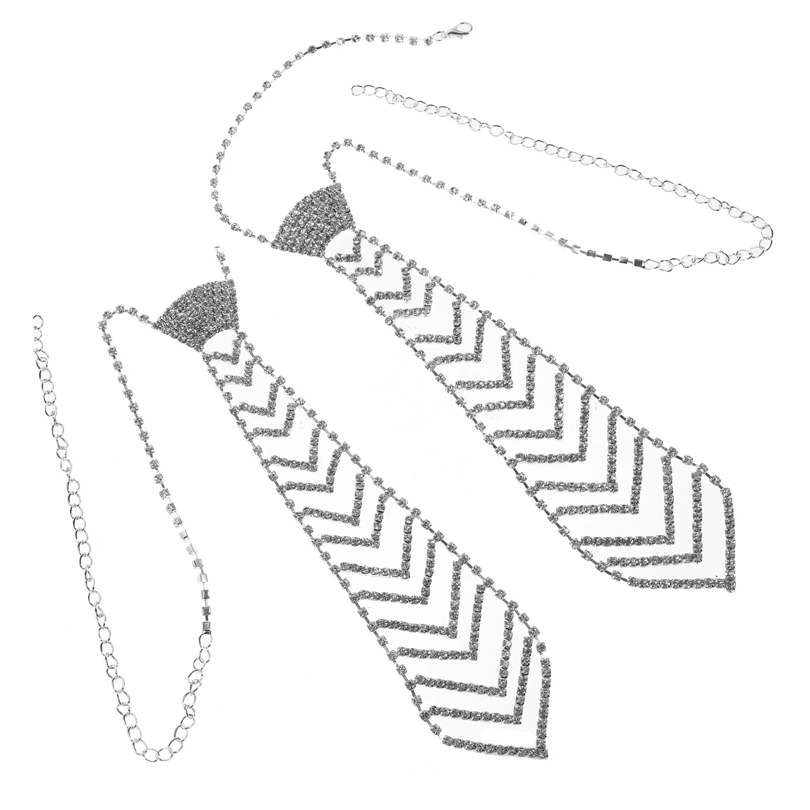 2 قطع السهم حجر الراين ربطة العنق قابل للتعديل البريق سلسلة مجوهرات لحفل الزفاف تأثيري العرائس الرجال النساء الأزياء المختنق