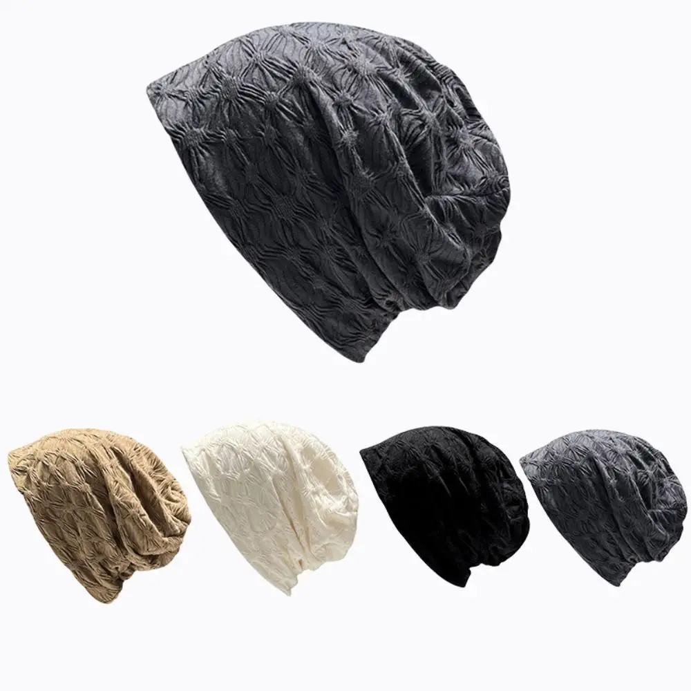 Casual Slouchy Hat Beanie Hat Solid Color Nightcap Night Sleep Cap Headwear Pullover Hat Hijab Turban Cap Spring Autumn