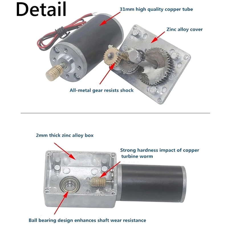 Imagem -06 - Motor da Engrenagem da Redução 584031zy 12v 24v 7rpm470rpm Grande Torque Alta Potência Motor da Engrenagem do Sem-fim 270kg