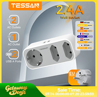 TESSAN Multi Wall Socket Extender with 2 USB Ports 2 Euro Sockets 1 Schuko Outlet Wall Double Plug Adapter for Home Office Room