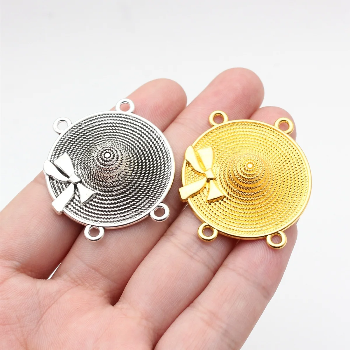 WYSIWYG 10pcs 36x33mm 2 Colors Antique Silver Color Gold Color 4-Hole Body Chain Waist Chain Forehead Chain Connector