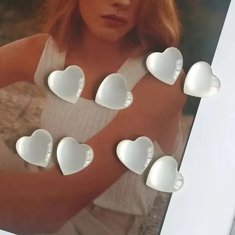 5pcs White Transparent Loving Heart Refrigerator Magnet Photo Wall Message Board Magnetic Stickers Home Decor Magnets view 4