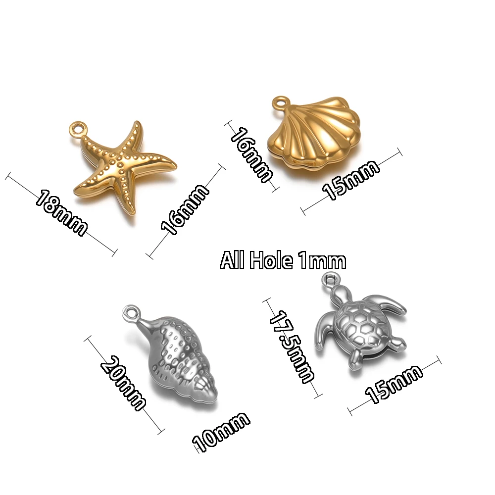 20 Stück Edelstahl-Hohlschalen-Anhänger in Muschel- und Schildkrötenform für DIY-Schmuck, Armbänder, Halsketten und Ohrringe – Detail 3