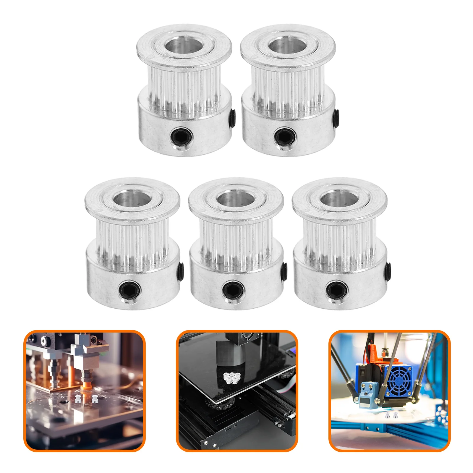 

5Pcs 3D Printer Gt2 Timing Belt Pulley Kit 6mm Width 5mm Bore 14mm Height Enhanced Stability Precision Printing