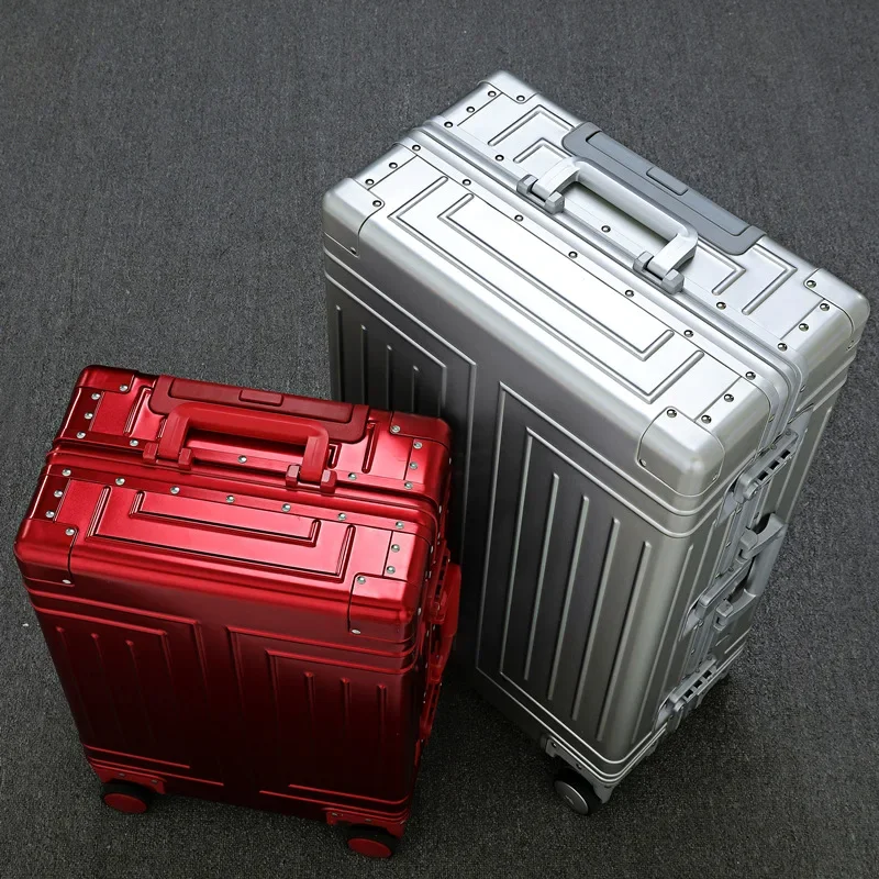 All-Aluminum Magnesium Alloy Luggage Luxury Large Capacity  Trolley Case  Famous Aluminium Business Multi-Wheel Travel Suitcase