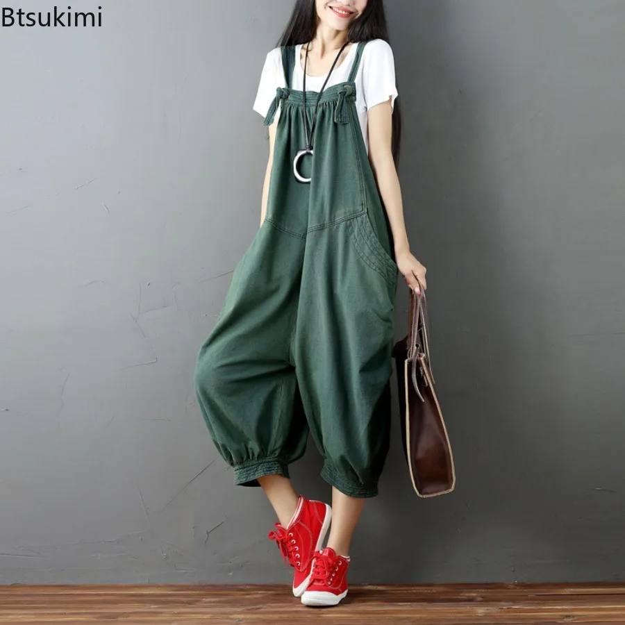 Casual Jumpsuits for Women 2025 Spring New Korean Style Loose Denim Rompers Women's Fashion All-match Suspender Overalls Jeans