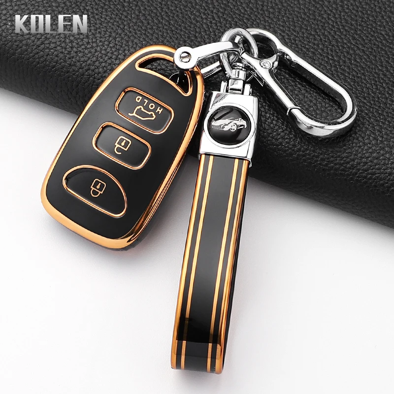 

Fashion TPU Car Key Case Cover For HYUNDAI KIA Tuscon Elantra Rio Sportage Rondo Accent Protected Shell Keychain Fob Accessories