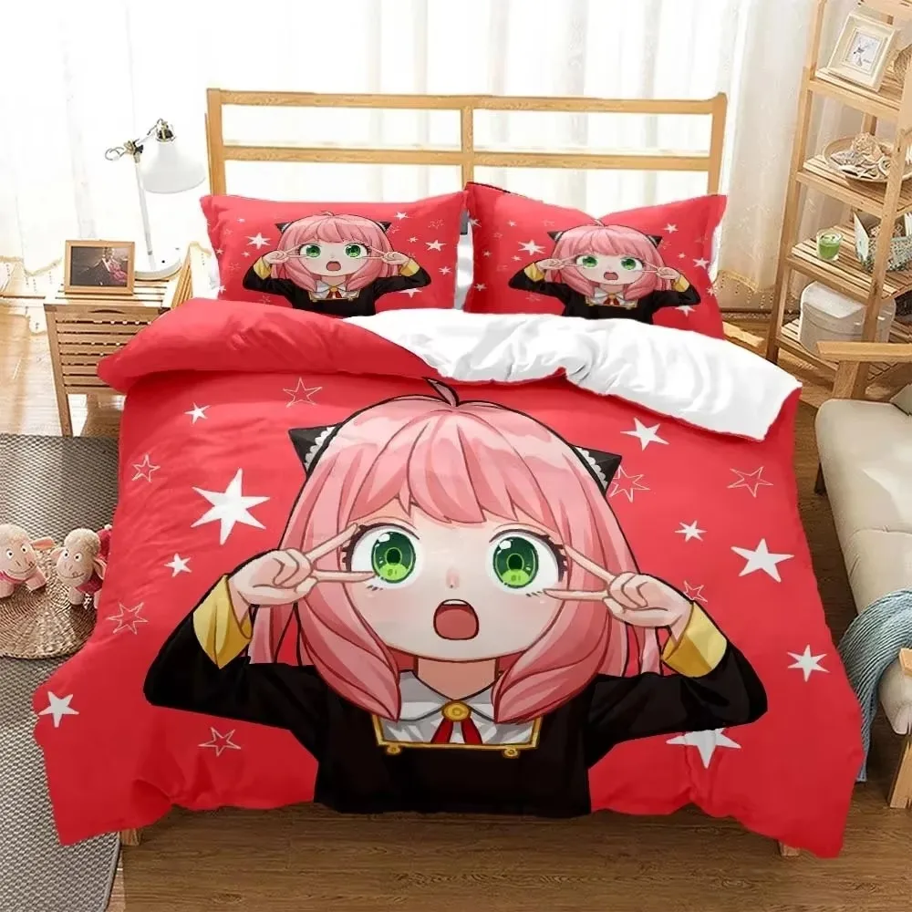 

Anime Spy × Family Anya Bedding Set Boys Girls Twin Queen Size Duvet Cover Pillowcase Bed Kids Adult Fashion Home Textileextile