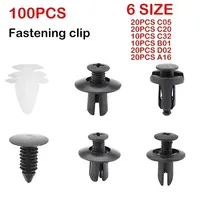 100PCS Car Fastener Clips Mixed Car Fasteners Door Trim Panel Auto Bumper Rivet C05 C20 C32 B01 D02 A16 Rivet Fasteners