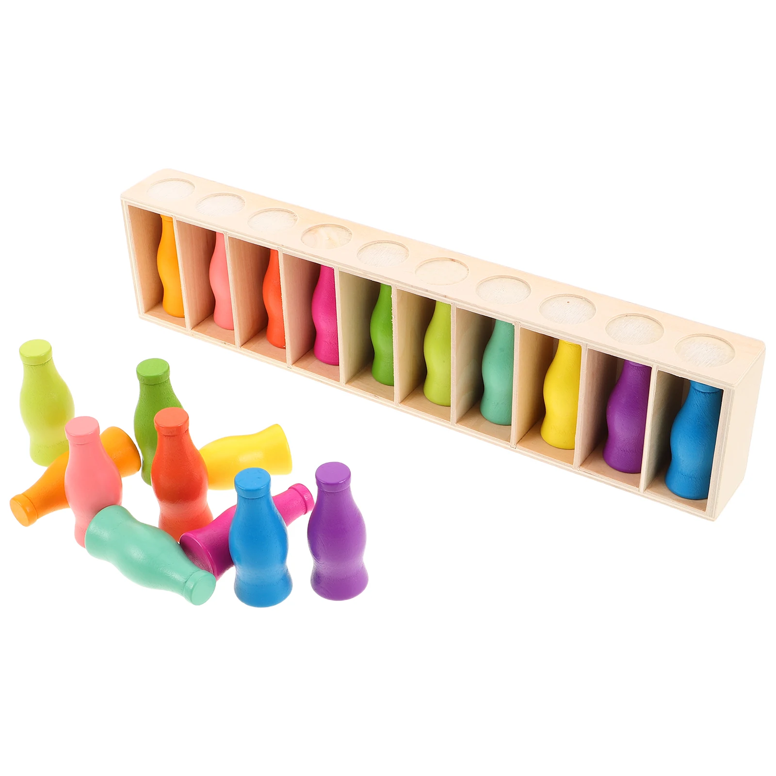 1 conjunto 1 conjunto de madeira correspondência cor classificação para crianças pré-escolar aprendizagem montessori jogo família bebida garrafa design