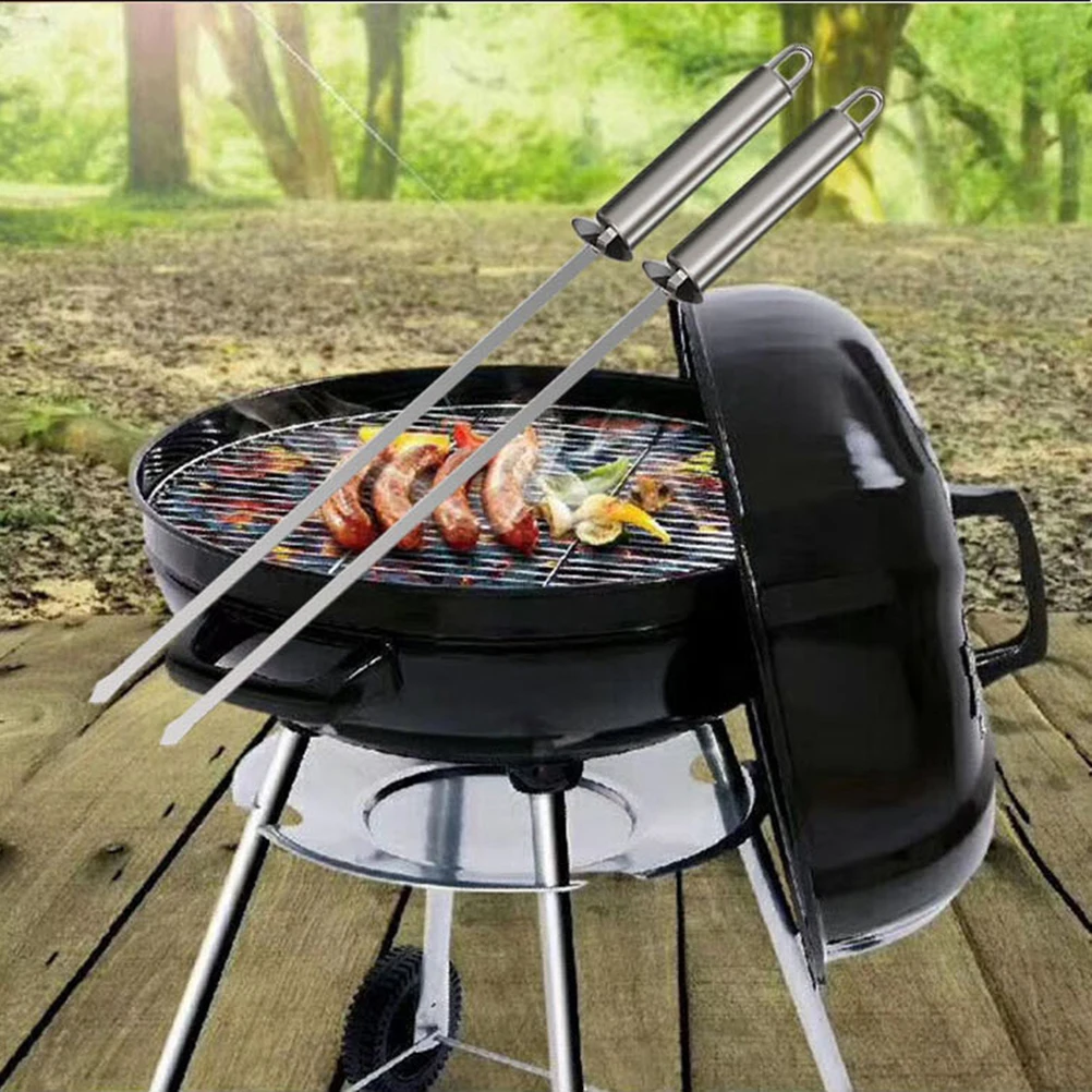 

10PCS Heatproof H BBQ Sticks Durable Stainless Steel Camping Grilling Meat Skewers Outdoor Picnic Hiking Kabob Reusable