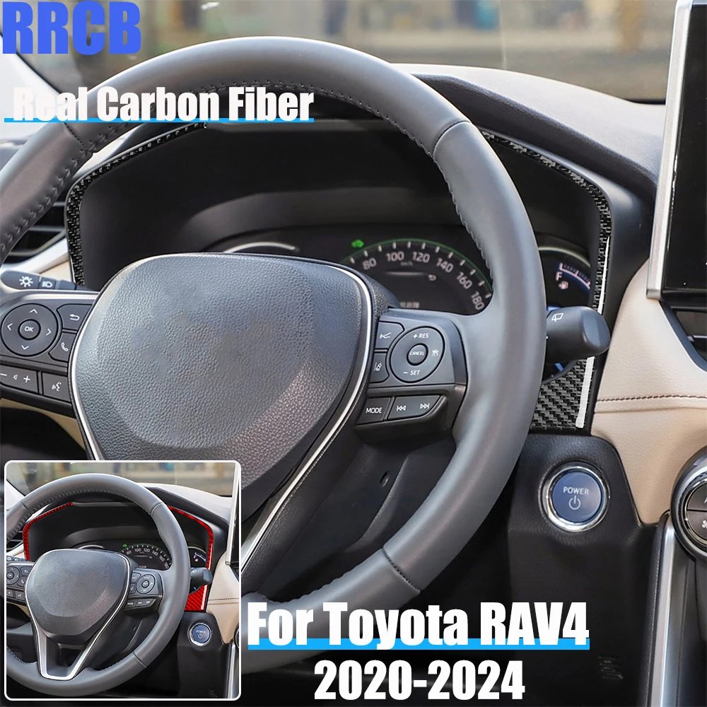 Real Carbon Fiber Car Accessories Dashboard Speedometer Trim Soft Cover Sticker For Toyota RAV4 XA50 2020 2021 2022 2023 2024